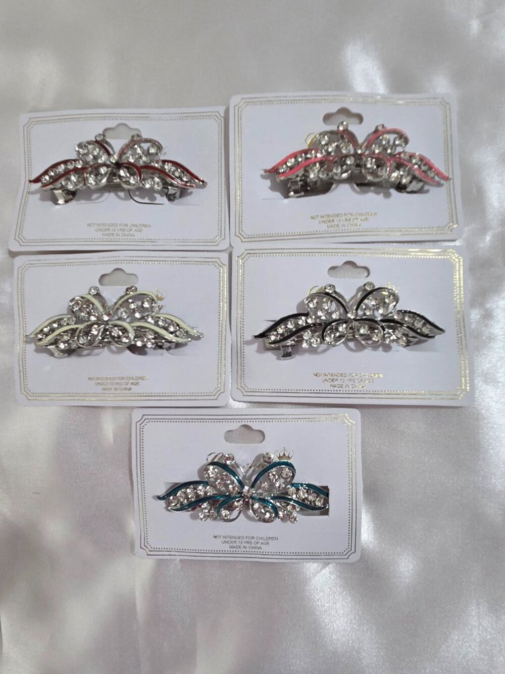 Silver Tone Rhinestone Butterfly Hair Clip Crystal Elegant Barrette